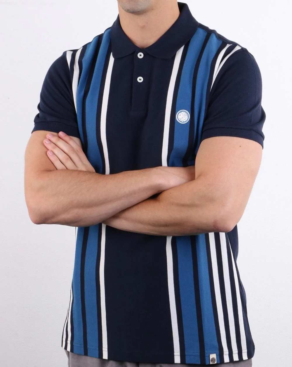 Pretty Green Contrast Panel Polo Shirt Navy - Image 3