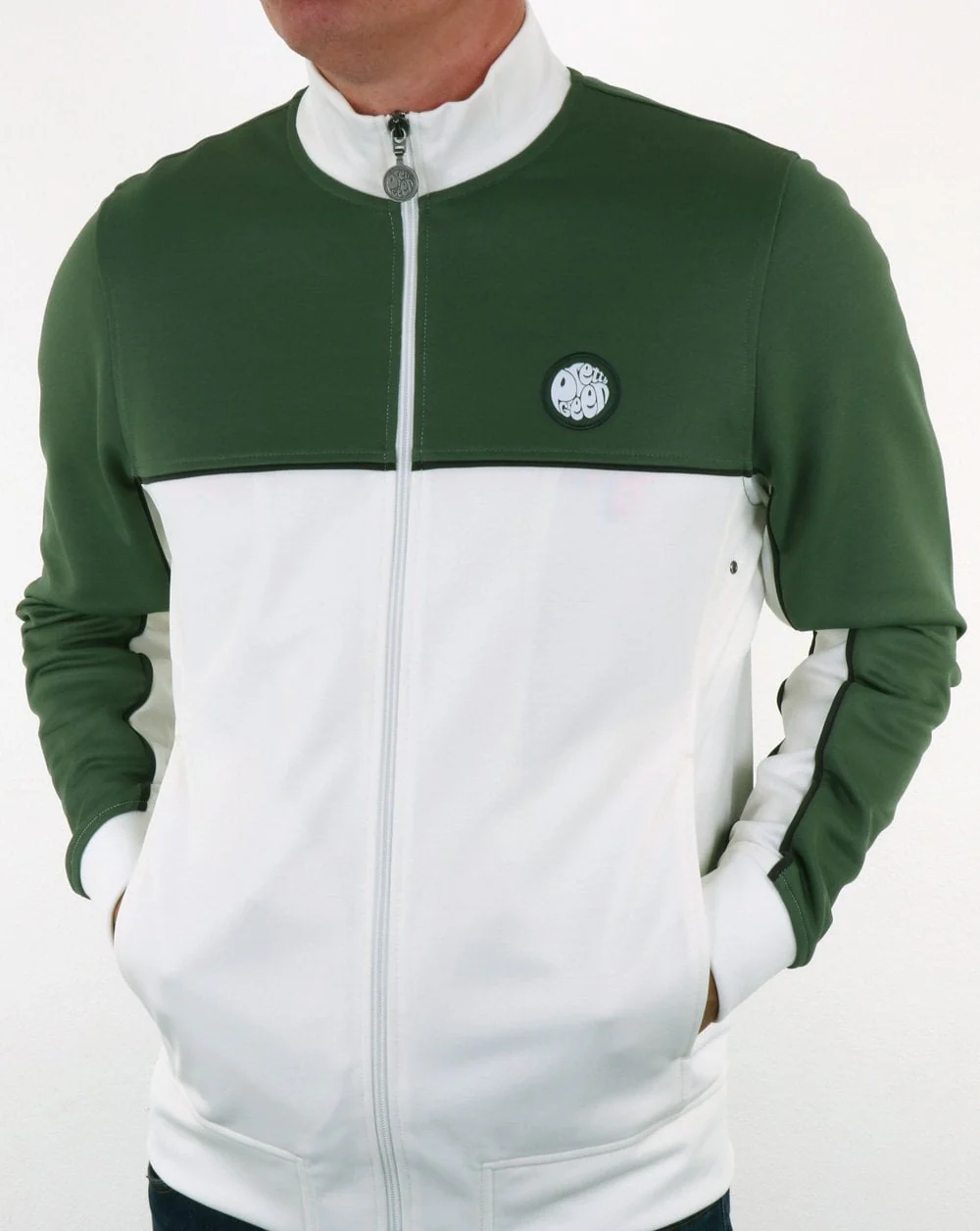 Pretty Green Contrast Panel Track Top Green - Image 3