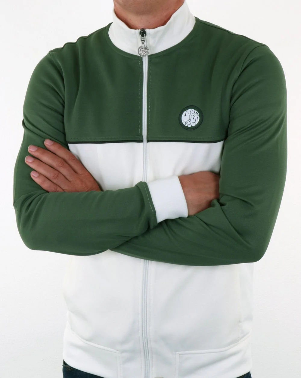 Pretty Green Contrast Panel Track Top Green - Image 4