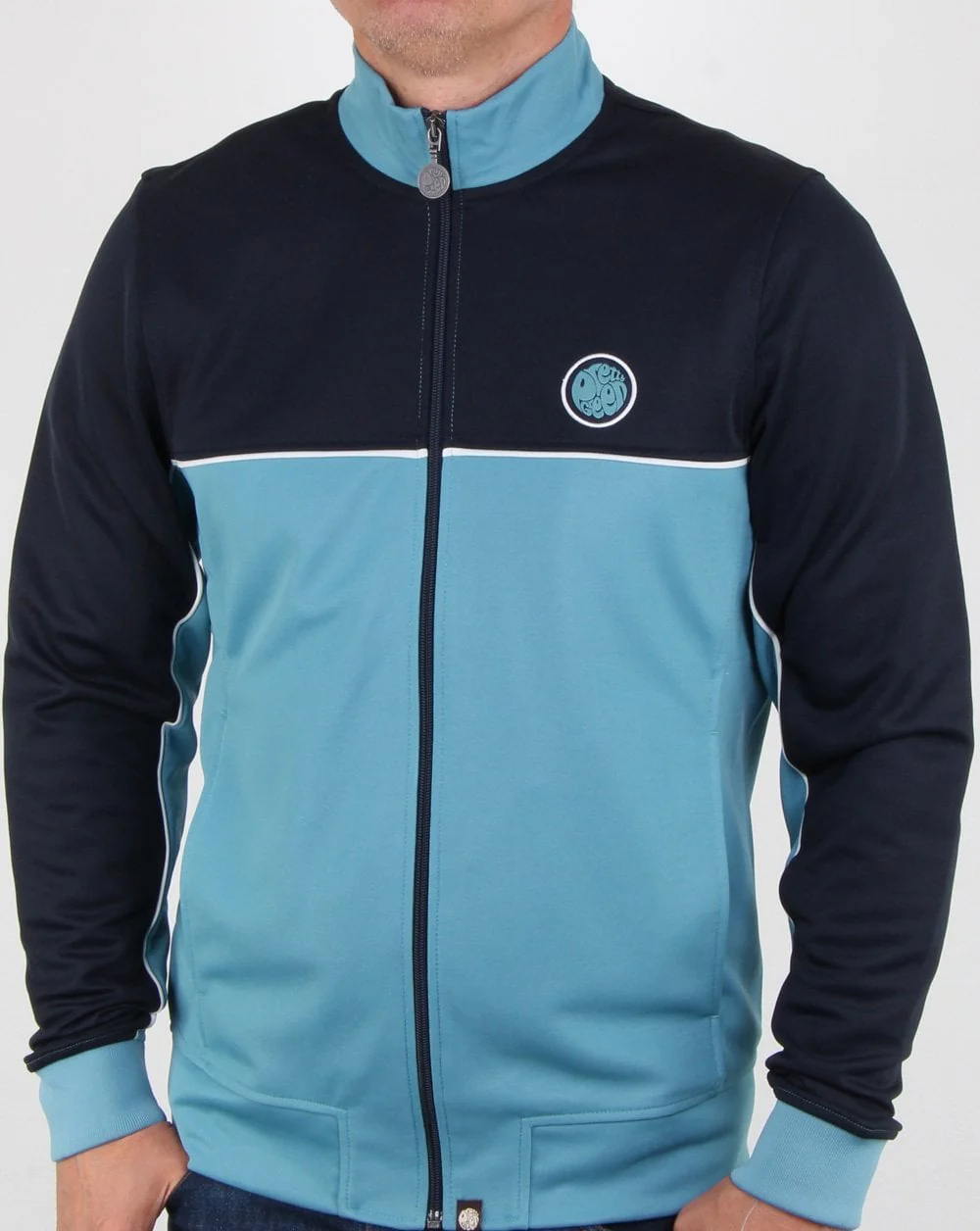 Pretty Green Contrast Panel Track Top Navy - Image 4