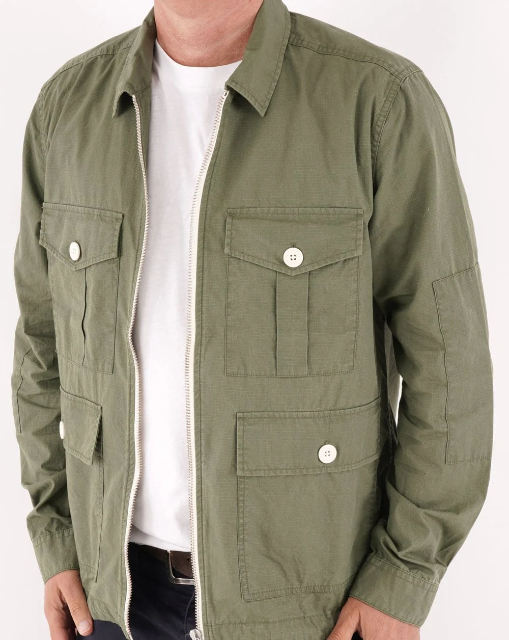Pretty Green Creedence Overshirt Olive Green - Image 4