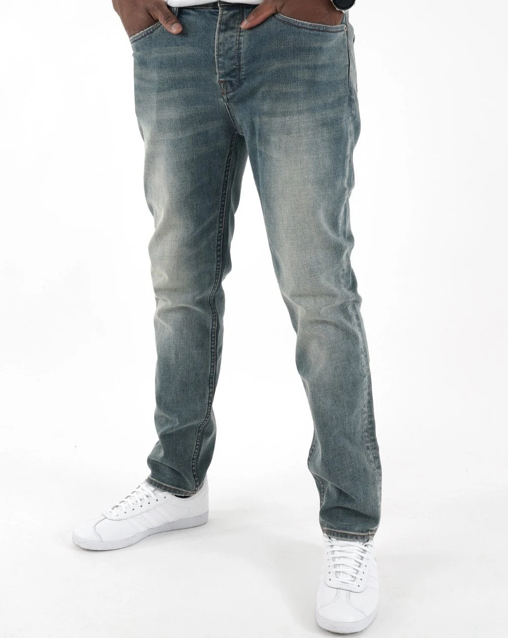 Pretty Green Elwood Slim Fit Jeans Light Wash