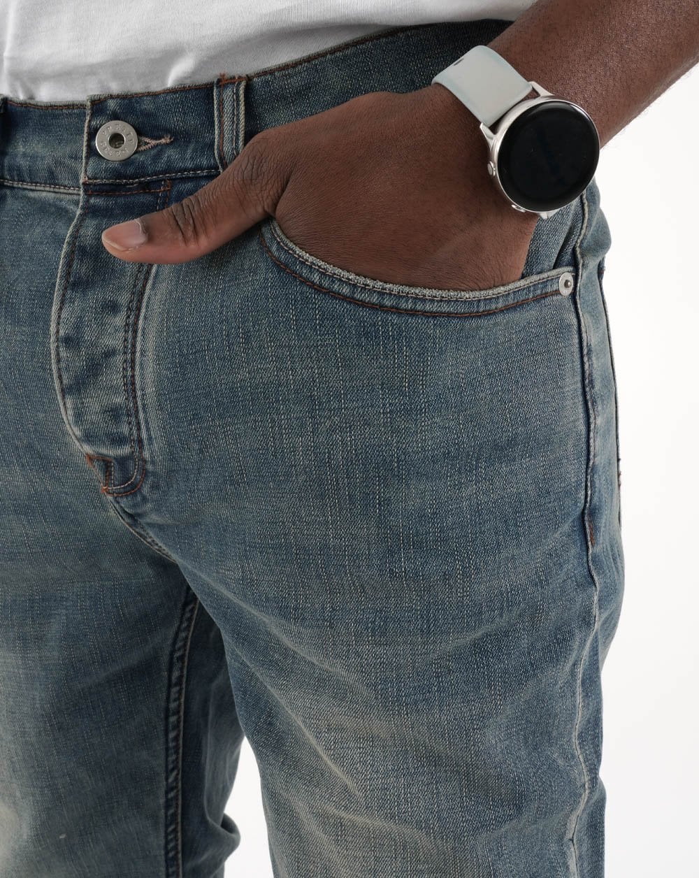 Pretty Green Erwood Slim Fit Jeans Light Blue - Image 2