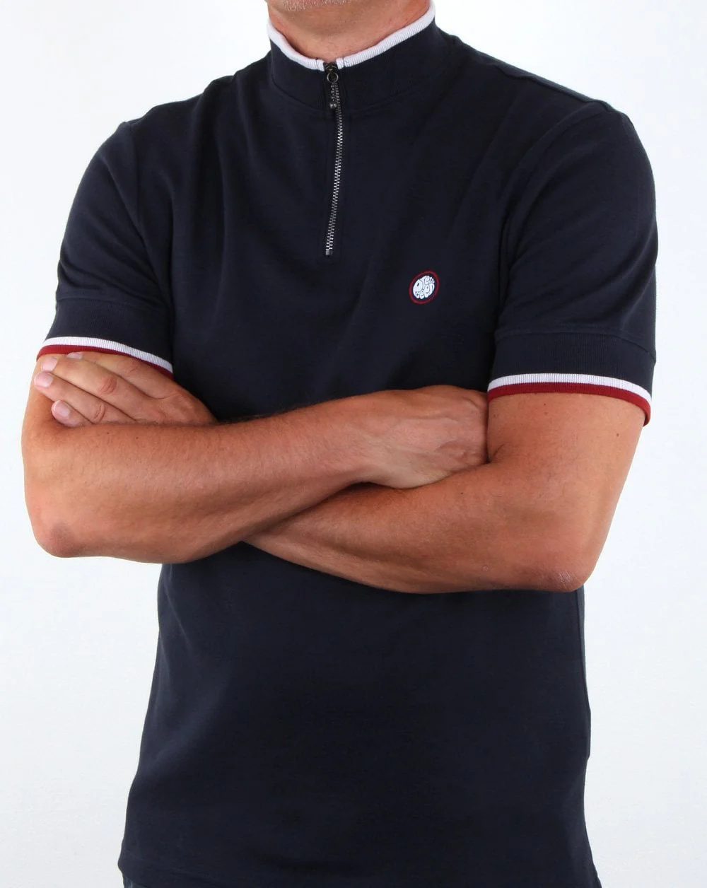 Pretty Green Faraday Zip T-shirt Navy - Image 2