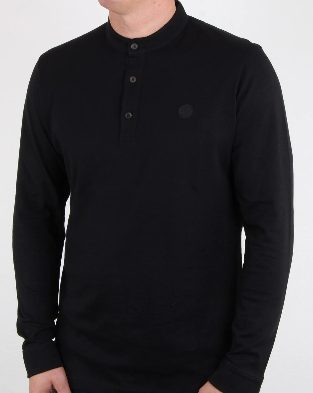Pretty Green Gracott Grandad Polo Shirt Black - Image 2