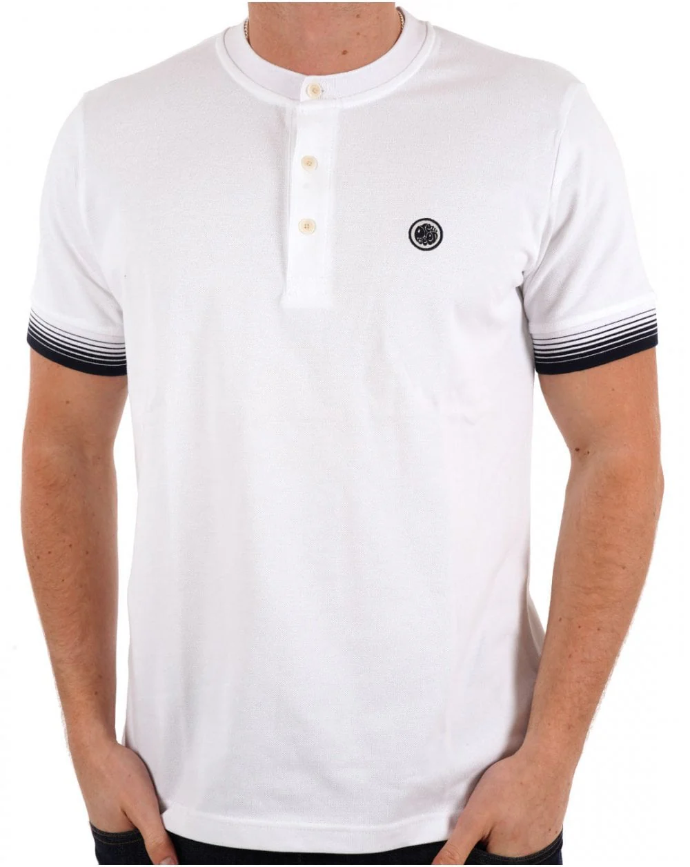 Pretty Green Gradient Tipped Grandad Tee White