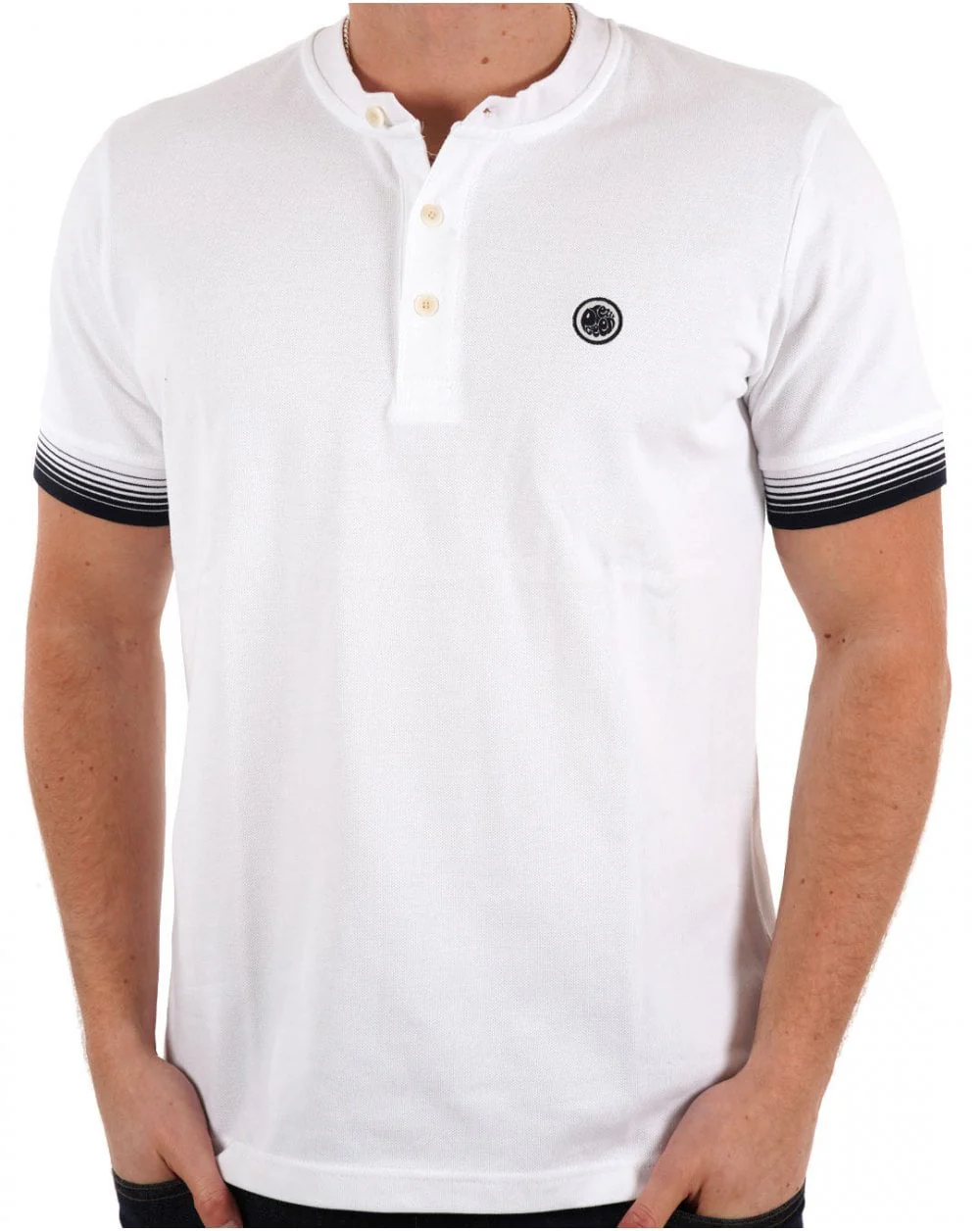 Pretty Green Gradient Tipped Grandad Tee White - Image 3