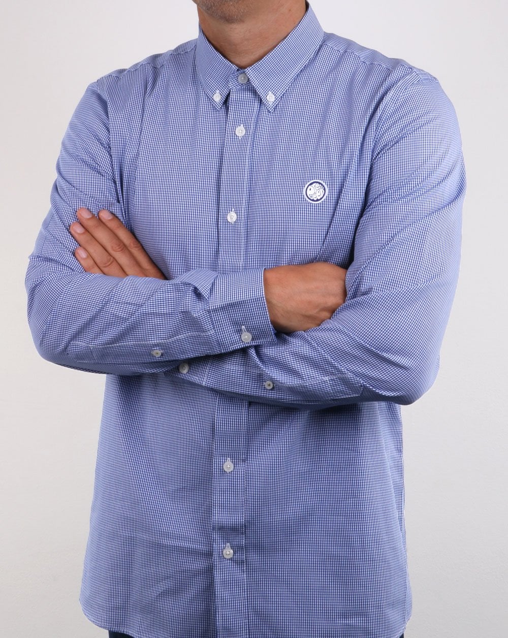 Pretty Green Hendry Gingham Shirt Blue - Image 3