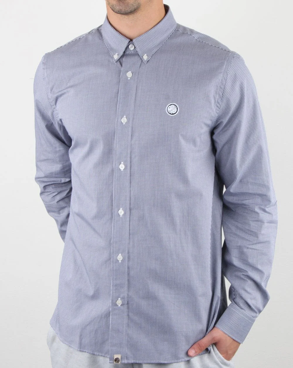 Pretty Green Hendry Gingham Shirt Navy - Image 3