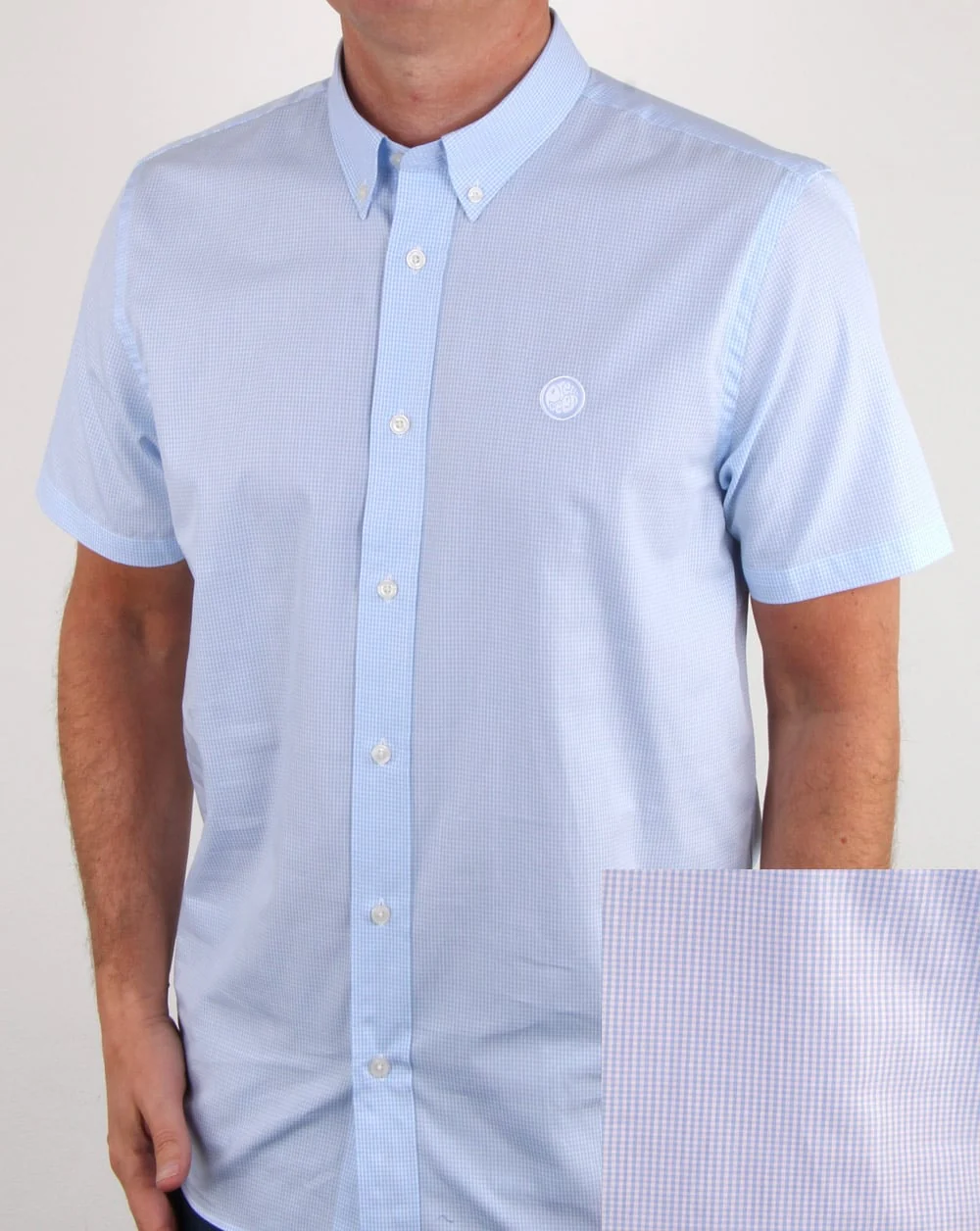 Pretty Green Hendry Gingham Short Sleeve Shirt Blue
