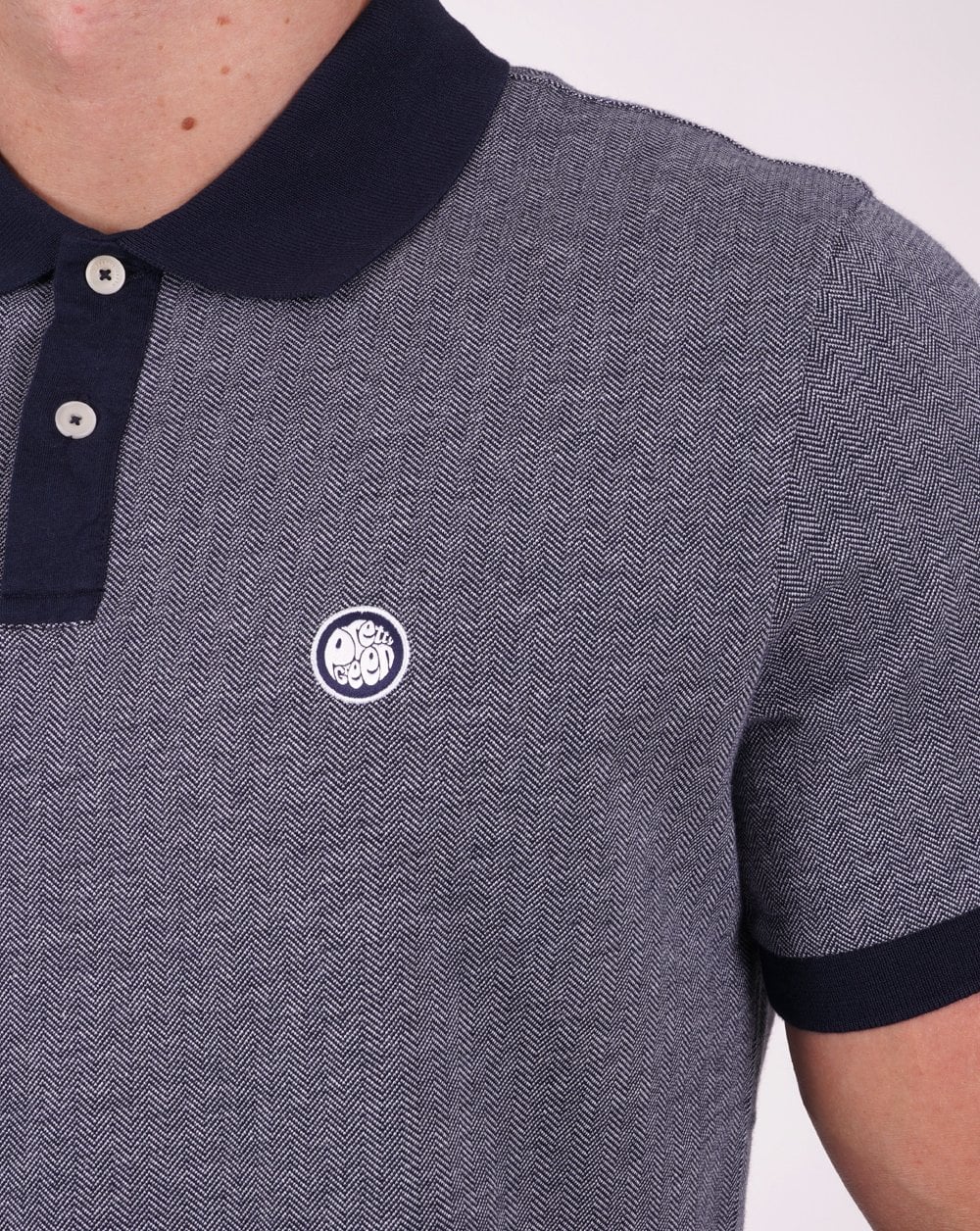 Pretty Green Herringbone Polo Navy - Image 3