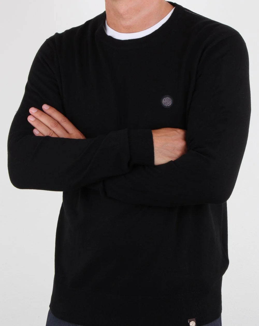Pretty Green Hinchcliffe Crew Neck Jumper Black - Image 3