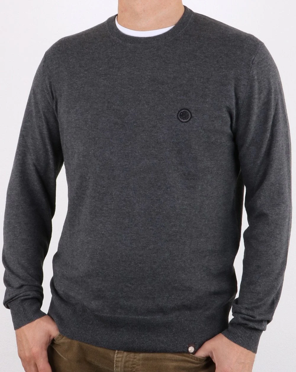 Pretty Green Hinchcliffe Crew Neck Jumper Dark Grey - Image 2