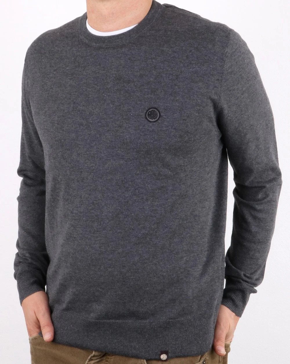 Pretty Green Hinchcliffe Crew Neck Jumper Dark Grey - Image 3