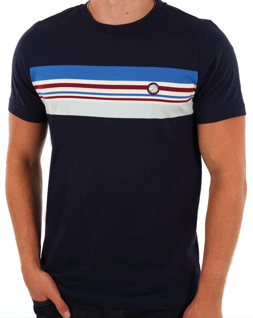 Pretty Green Hollen Chest Stripe T-shirt Navy