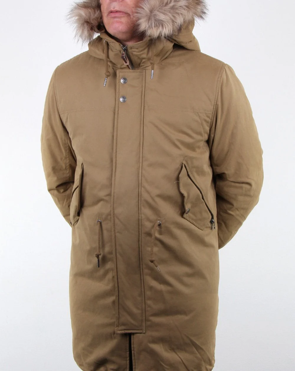 Pretty Green Hooded Parka Khaki - Image 2
