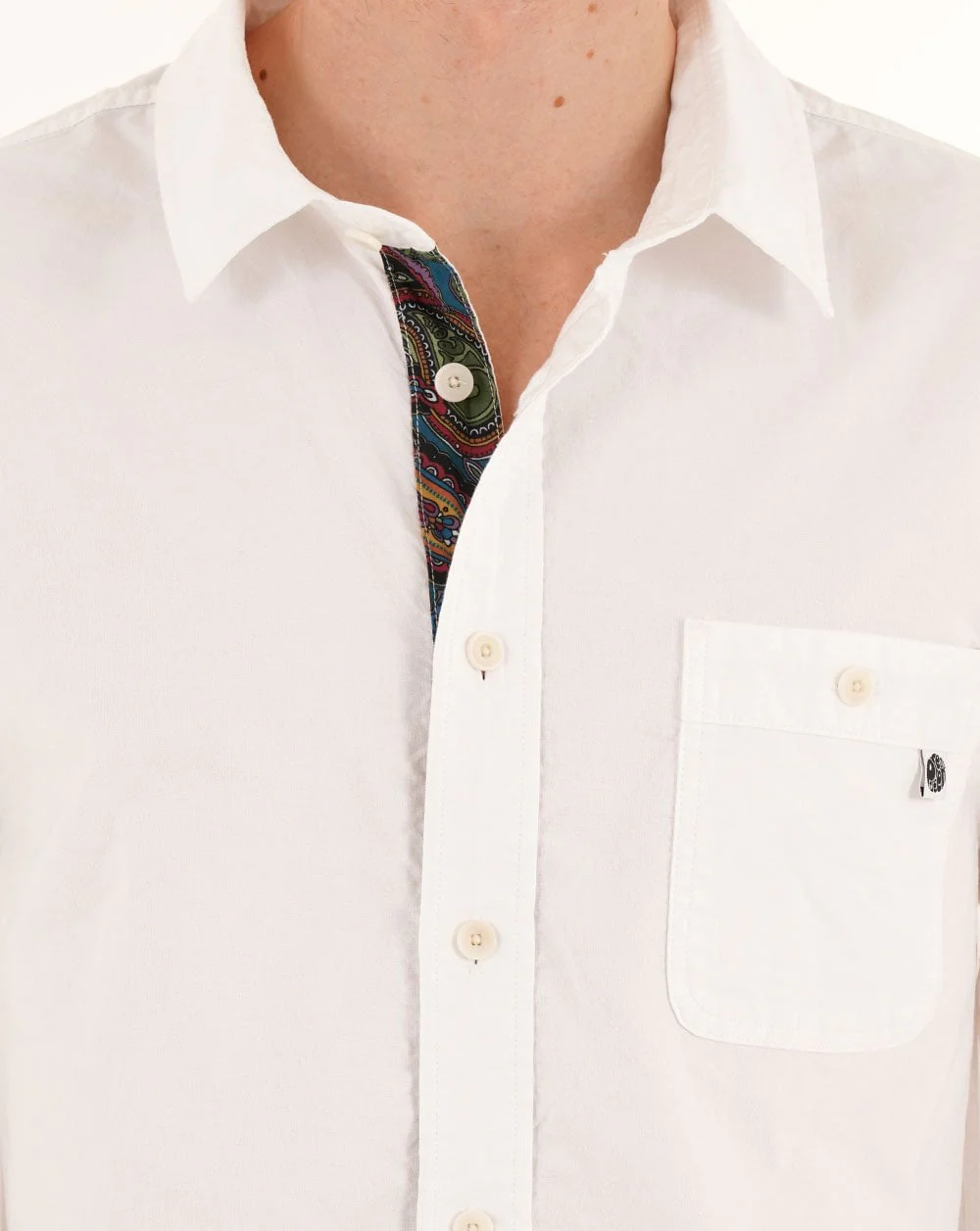 Pretty Green House Paisley Oxford Shirt White - Image 2