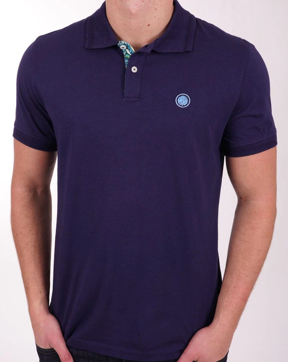 Pretty Green Itchycoo Paisley Placket Polo Navy