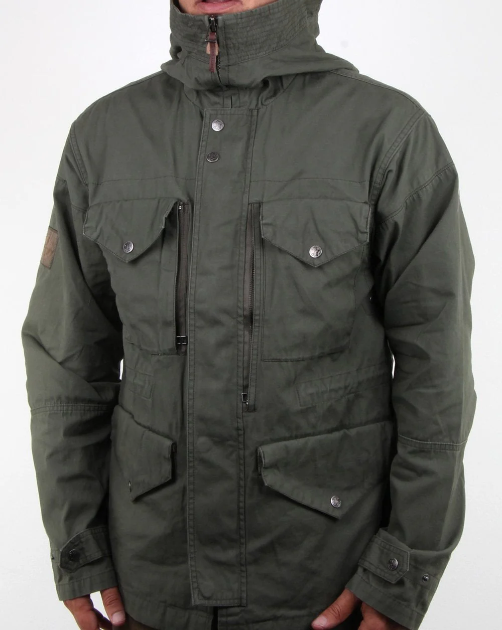 Pretty Green Kildare Mid Length Snorkel Jacket Khaki - Image 2
