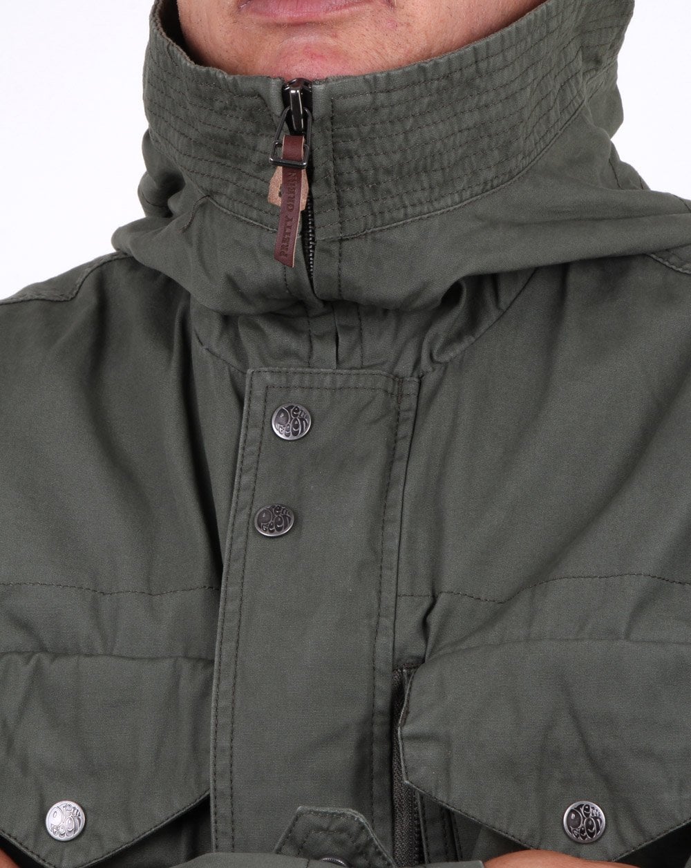 Pretty Green Kildare Mid Length Snorkel Jacket Khaki - Image 3
