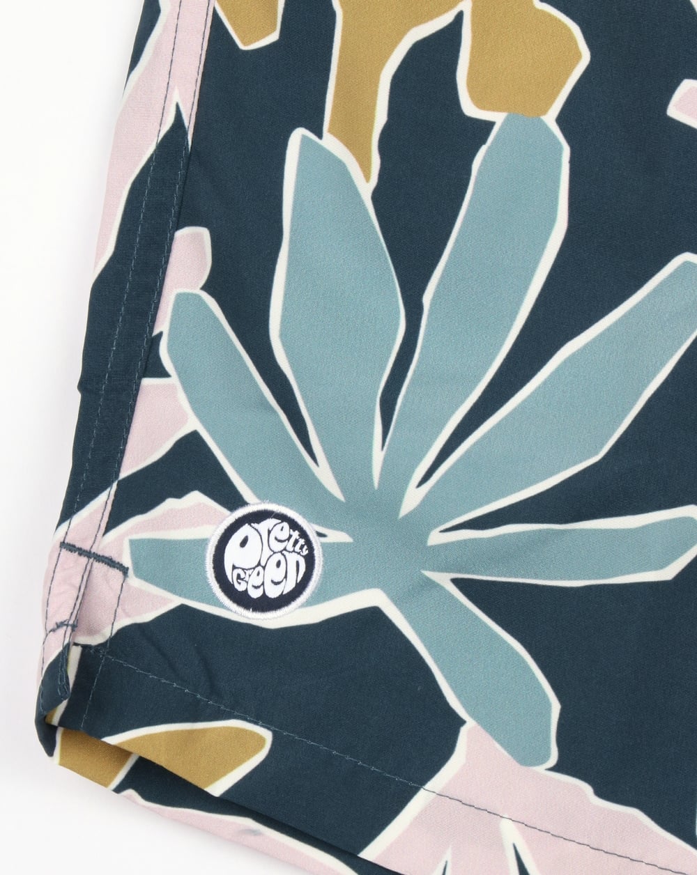 Pretty Green Leaf Print Swim Shorts Navy - Image 3