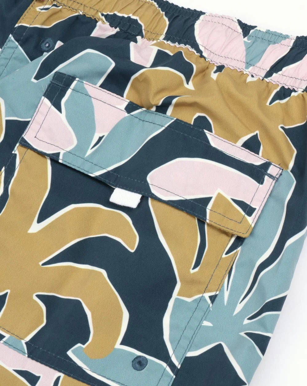 Pretty Green Leaf Print Swim Shorts Navy - Image 4
