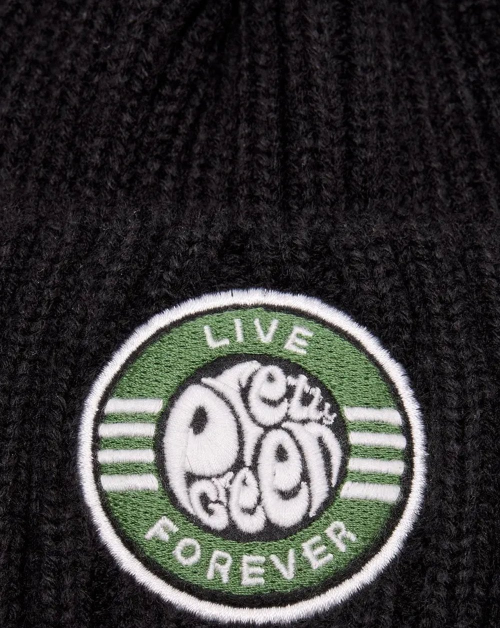 Pretty Green Live Forever Bobble Hat Black - Image 2