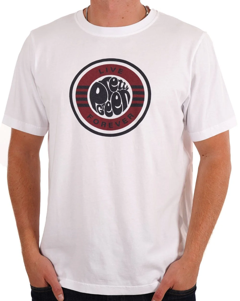 Pretty Green Live Forever Logo T Shirt White