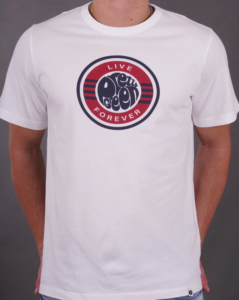Pretty Green Live Forever Logo T-shirt White - Image 3