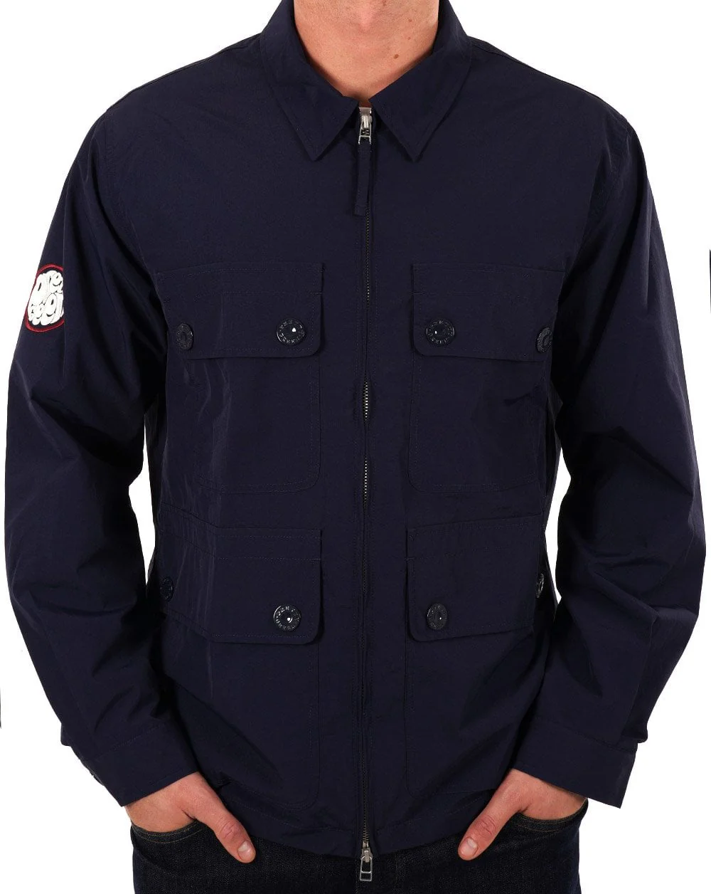 Pretty Green Live Forever Zip Up Overshirt Navy