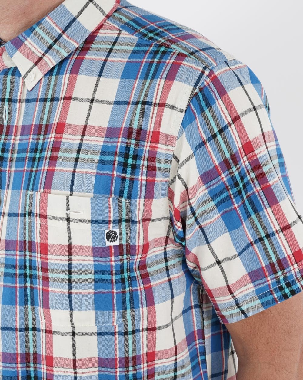 Pretty Green Madras Check Short Sleeve Shirt Stone - Image 2