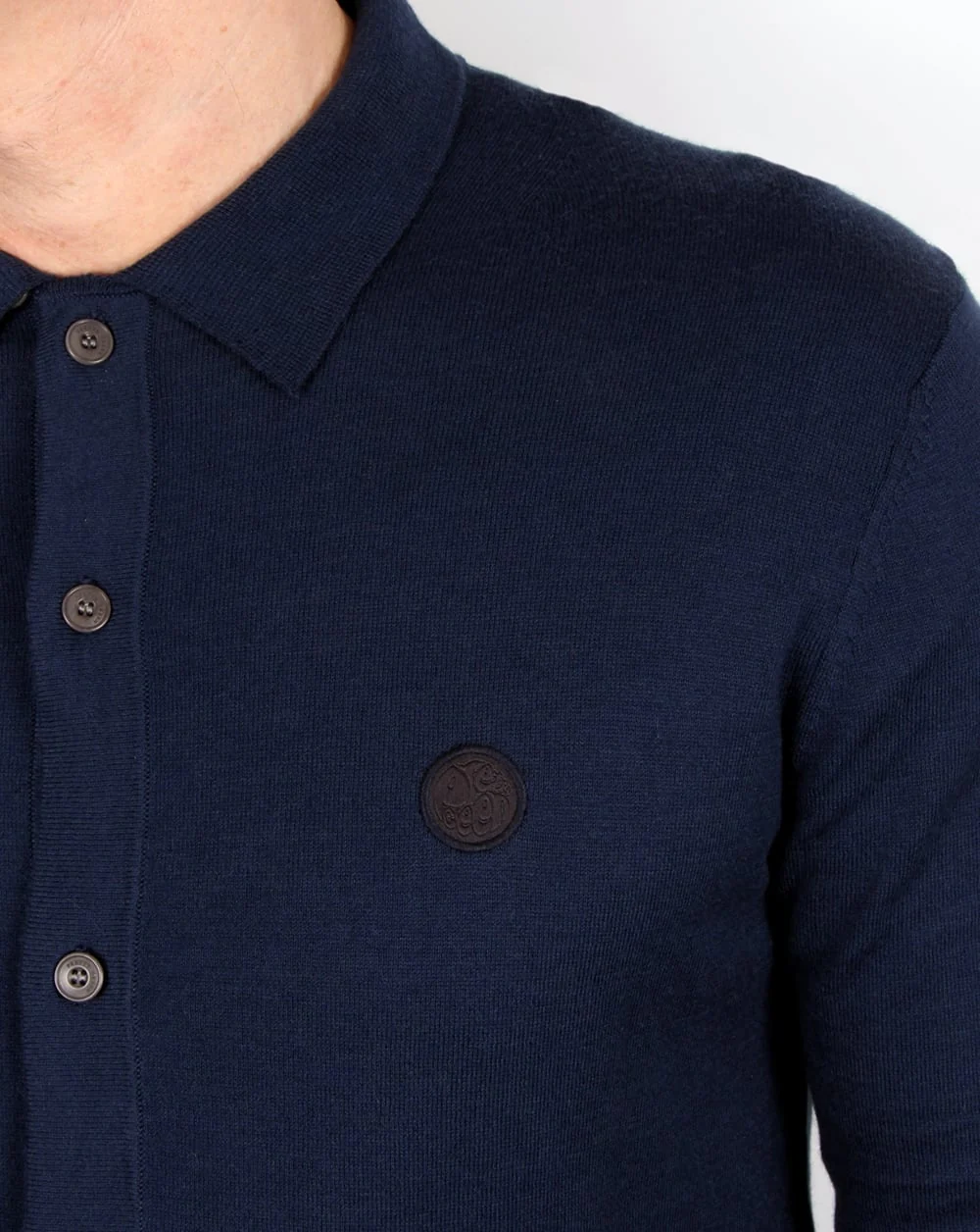 Pretty Green Mandeville Knitted Shirt Navy - Image 2