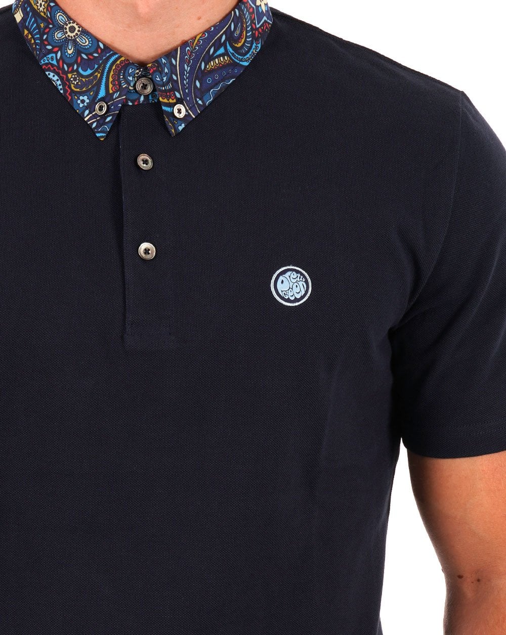 Pretty Green Marriot Paisley Collar Polo Navy - Image 2