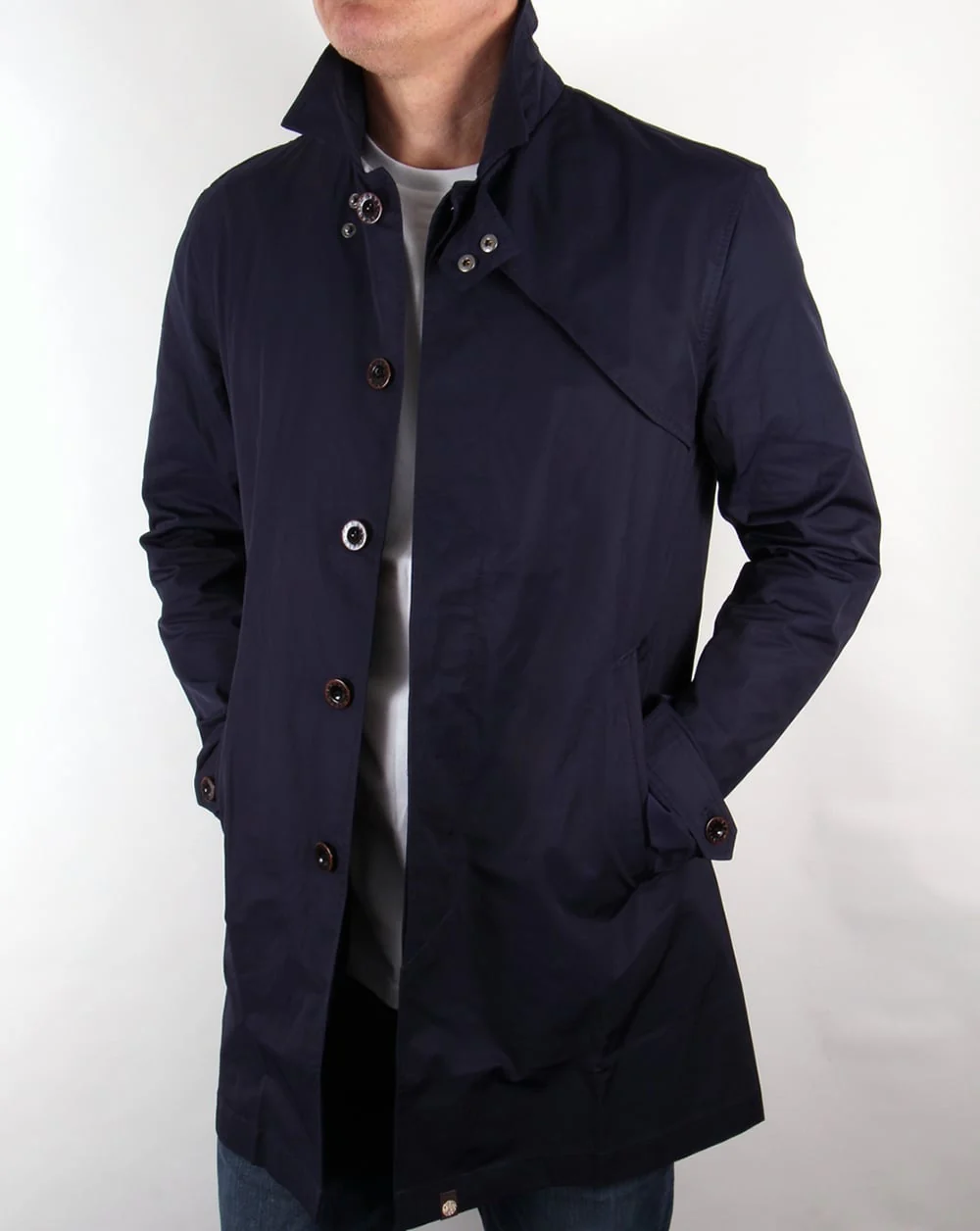 Pretty Green Mayfair Trench Coat Navy - Image 3