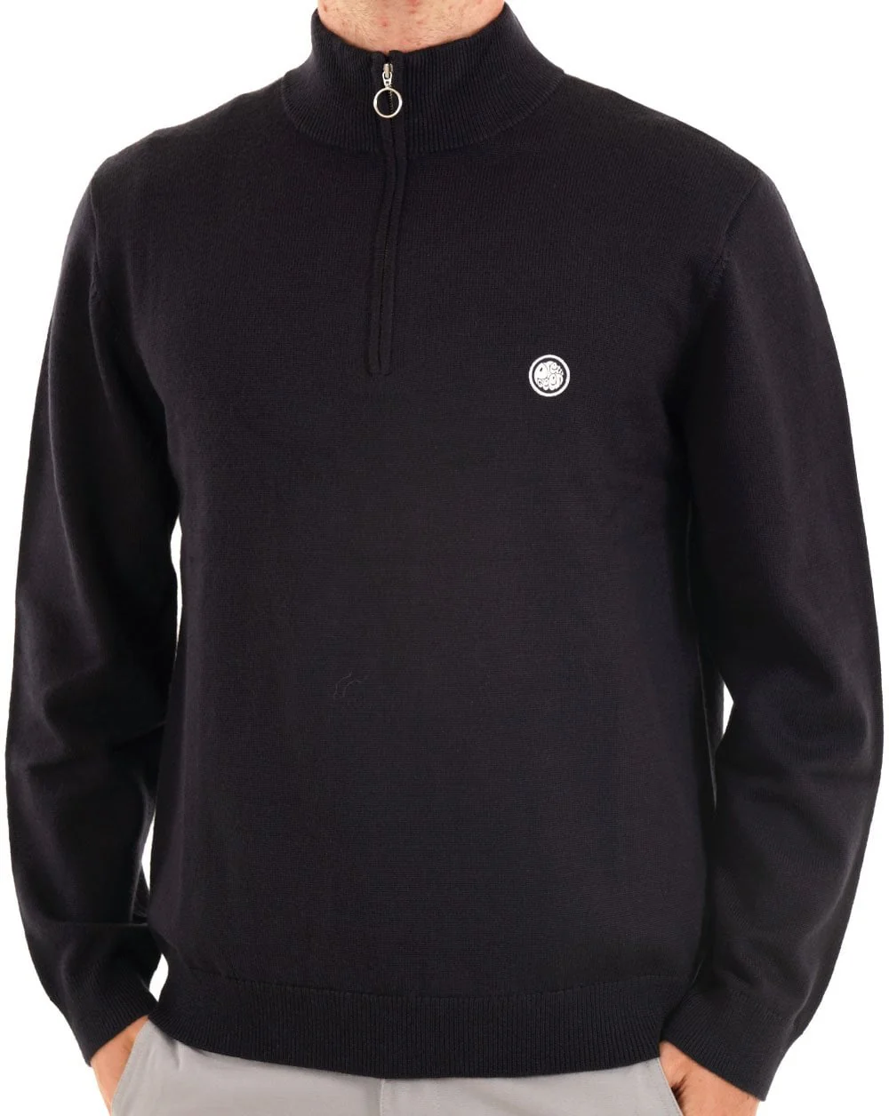 Pretty Green 1/4 Zip Merino Knit Navy - Image 2