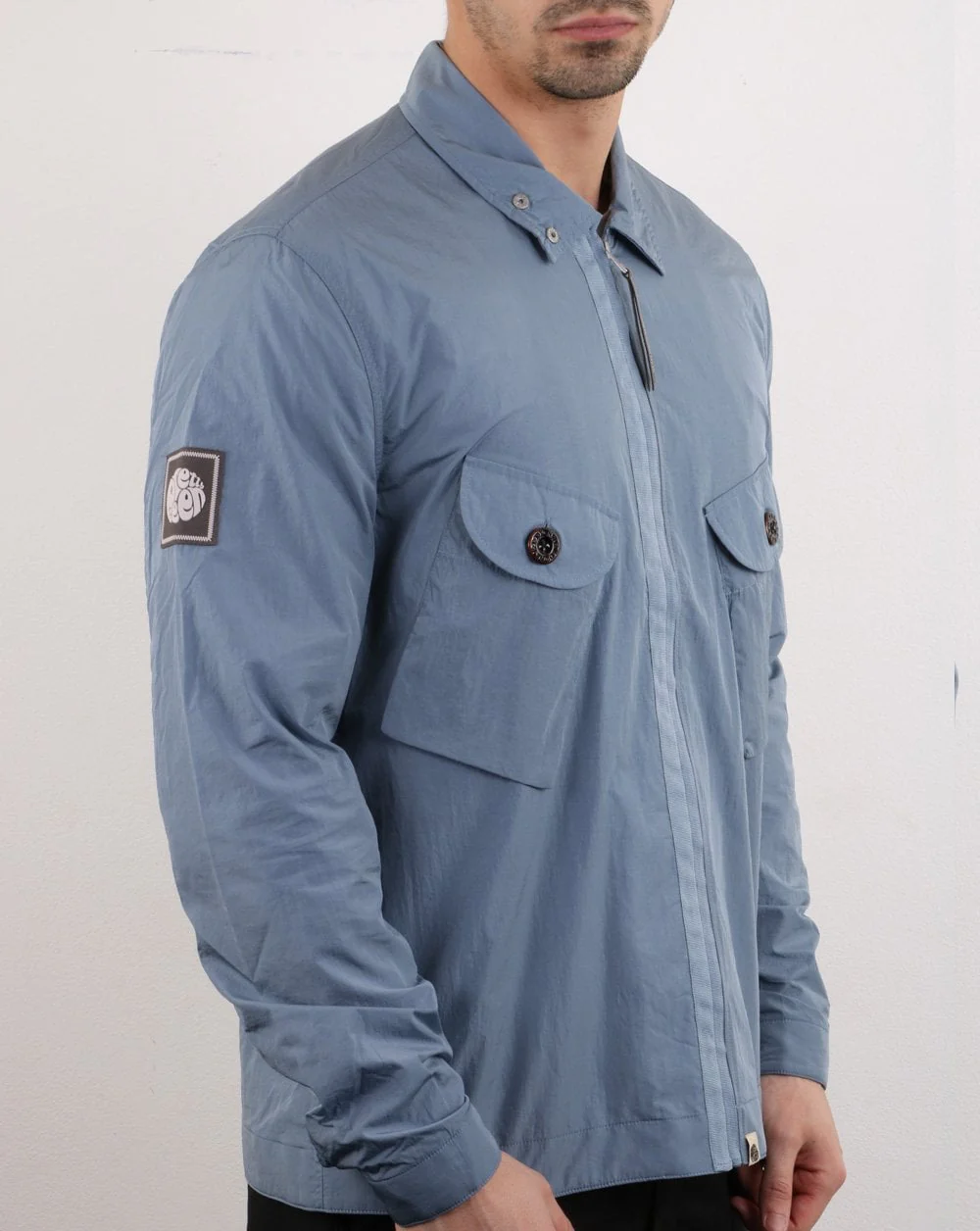 Pretty Green Metal Zip Jacket Blue - Image 5