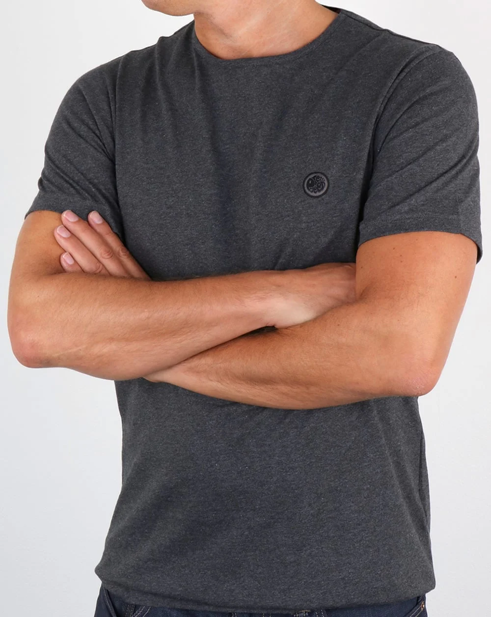 Pretty Green Mitchell T Shirt Dark Grey Marl - Image 3