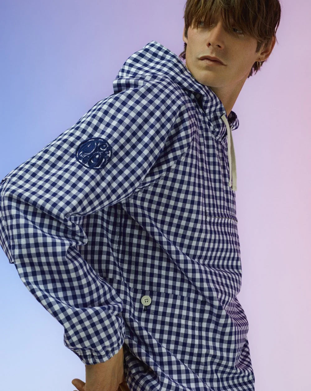Pretty Green Ohd Smock Jacket Navy Gingham