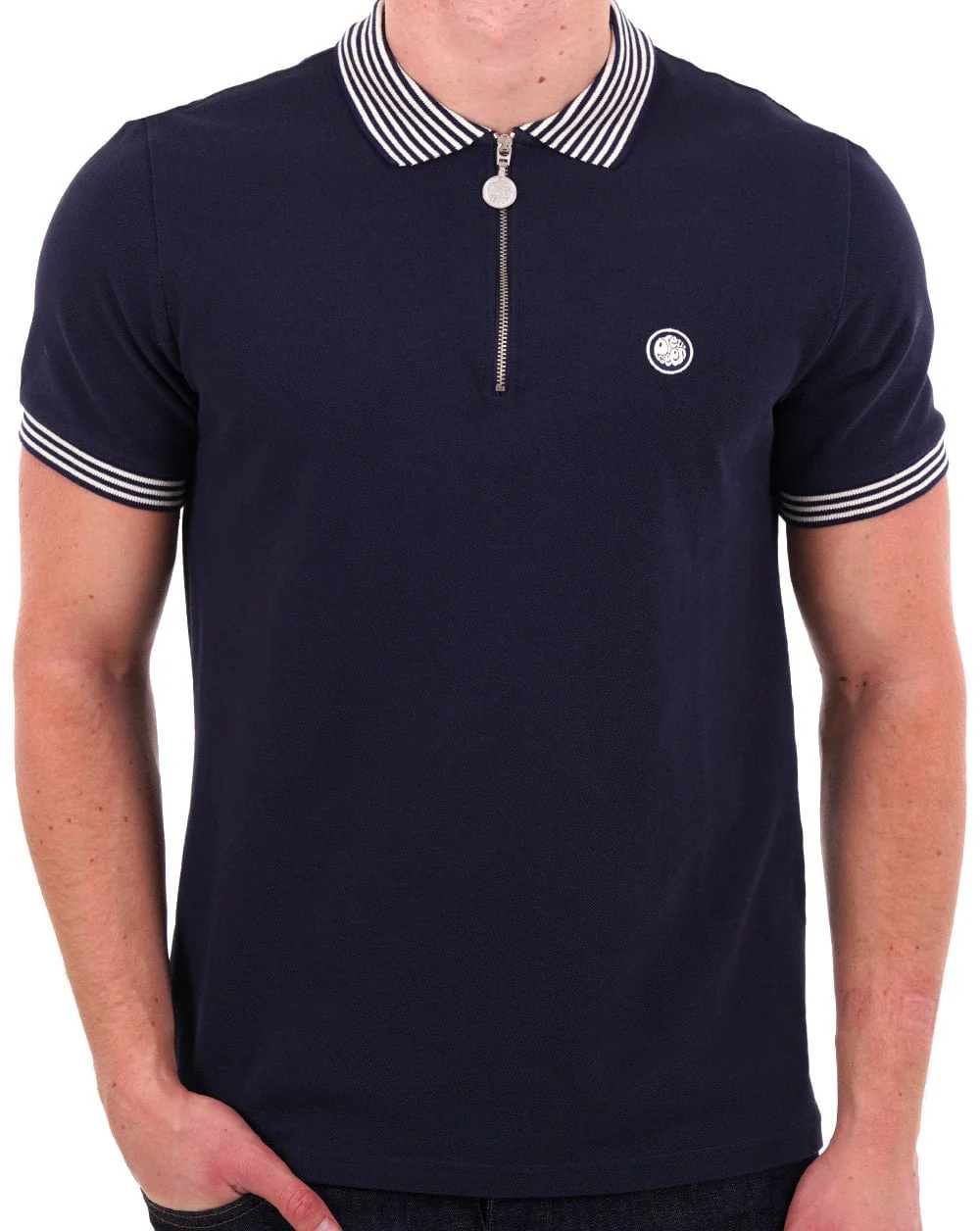 Pretty Green Orion Stripe Collar Polo Navy - Image 2