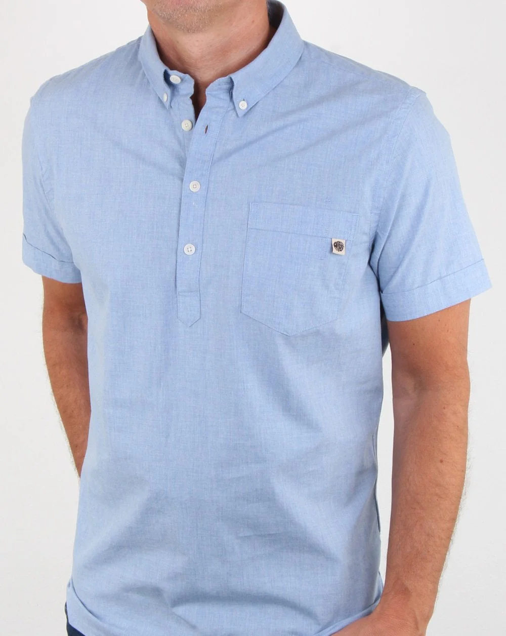 Pretty Green Overhead Short Sleeve Shirt Blue - Image 3