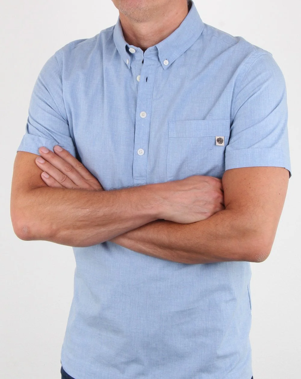 Pretty Green Overhead Short Sleeve Shirt Blue - Image 4