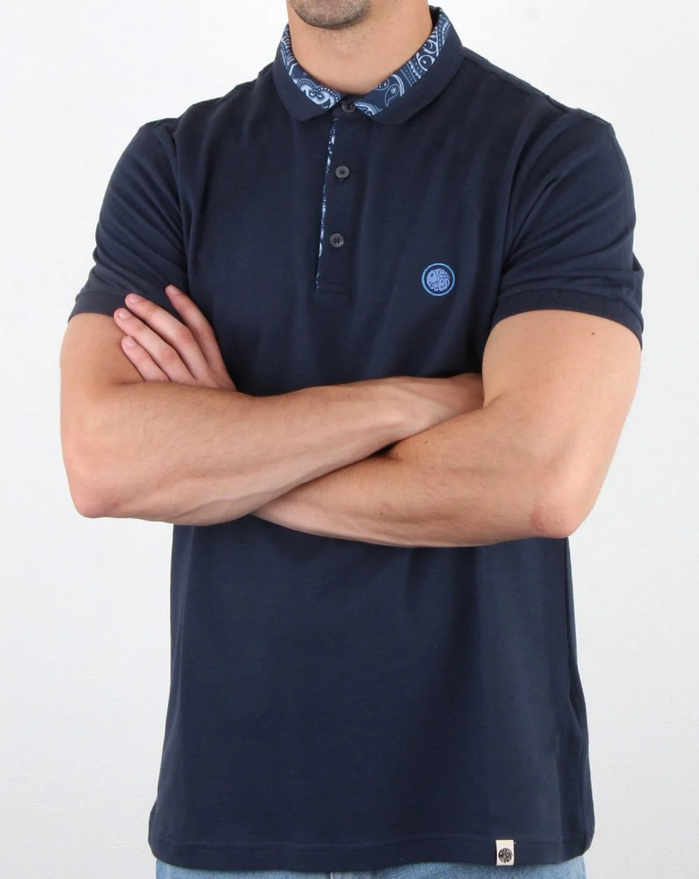 Pretty Green Paisley Carver Polo Shirt Navy - Image 2