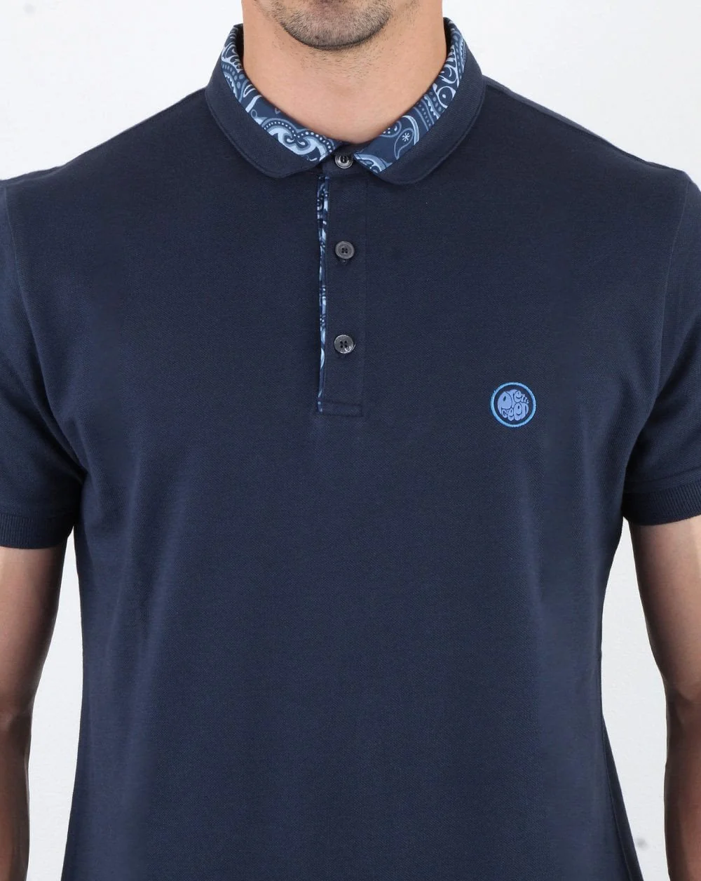 Pretty Green Paisley Carver Polo Shirt Navy - Image 3