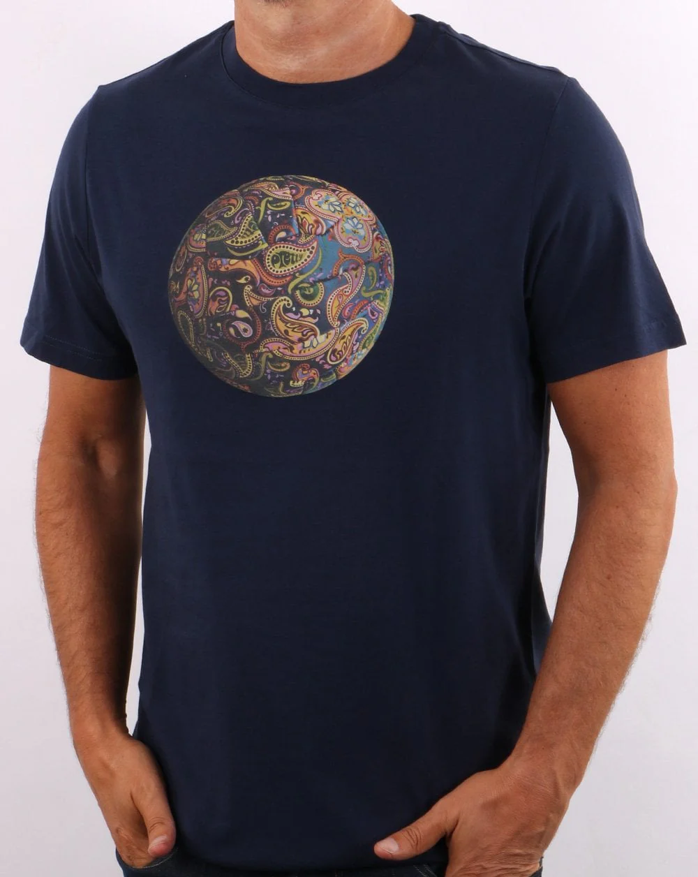 Pretty Green Paisley Football T-shirt Navy