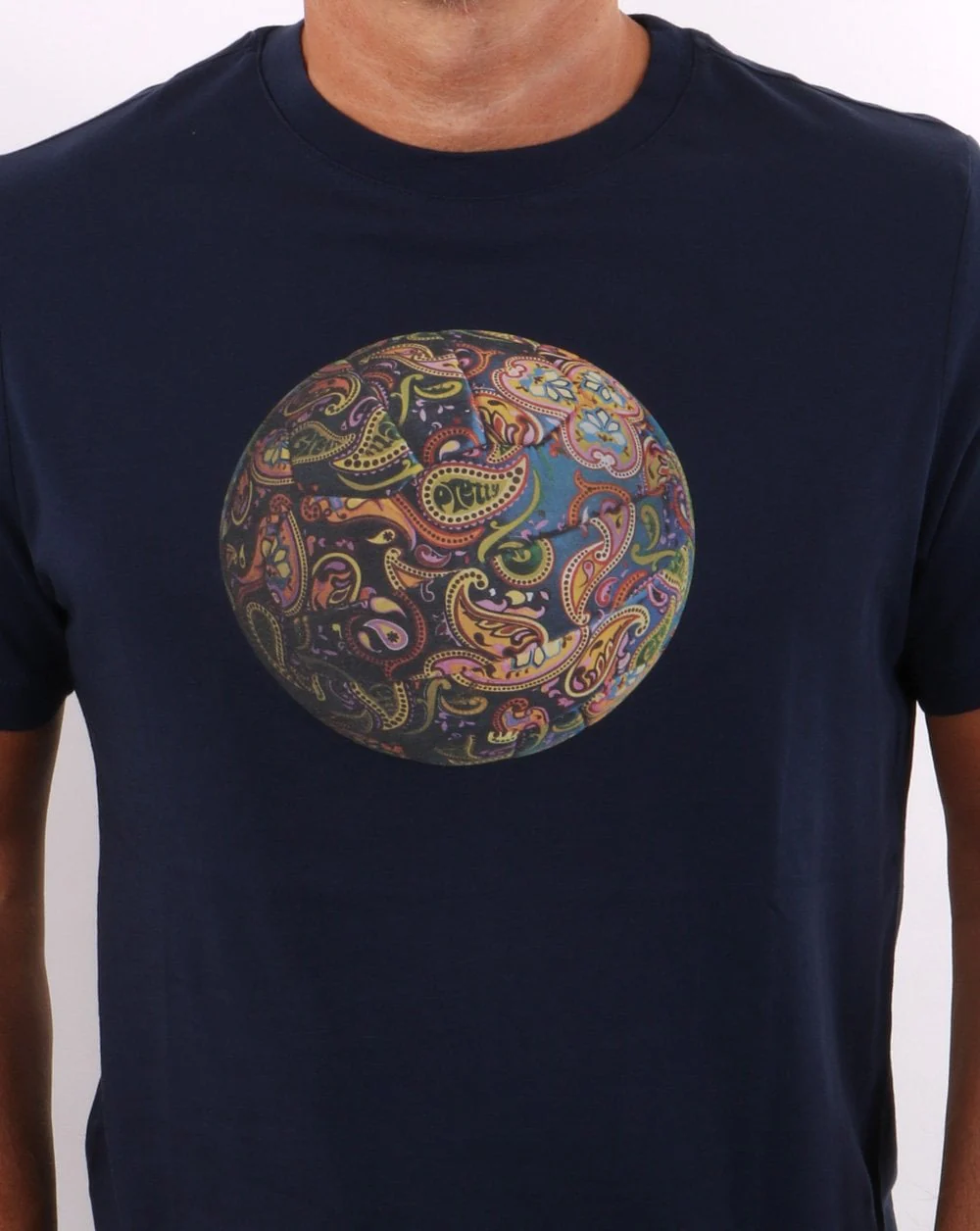 Pretty Green Paisley Football T-shirt Navy - Image 2