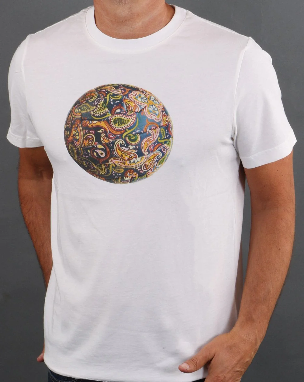 Pretty Green Paisley Football T-shirt White - Image 3