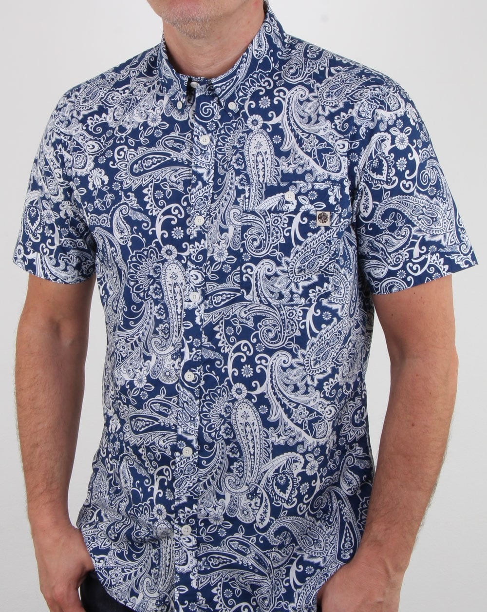 Pretty Green Payton Paisley Shirt Navy