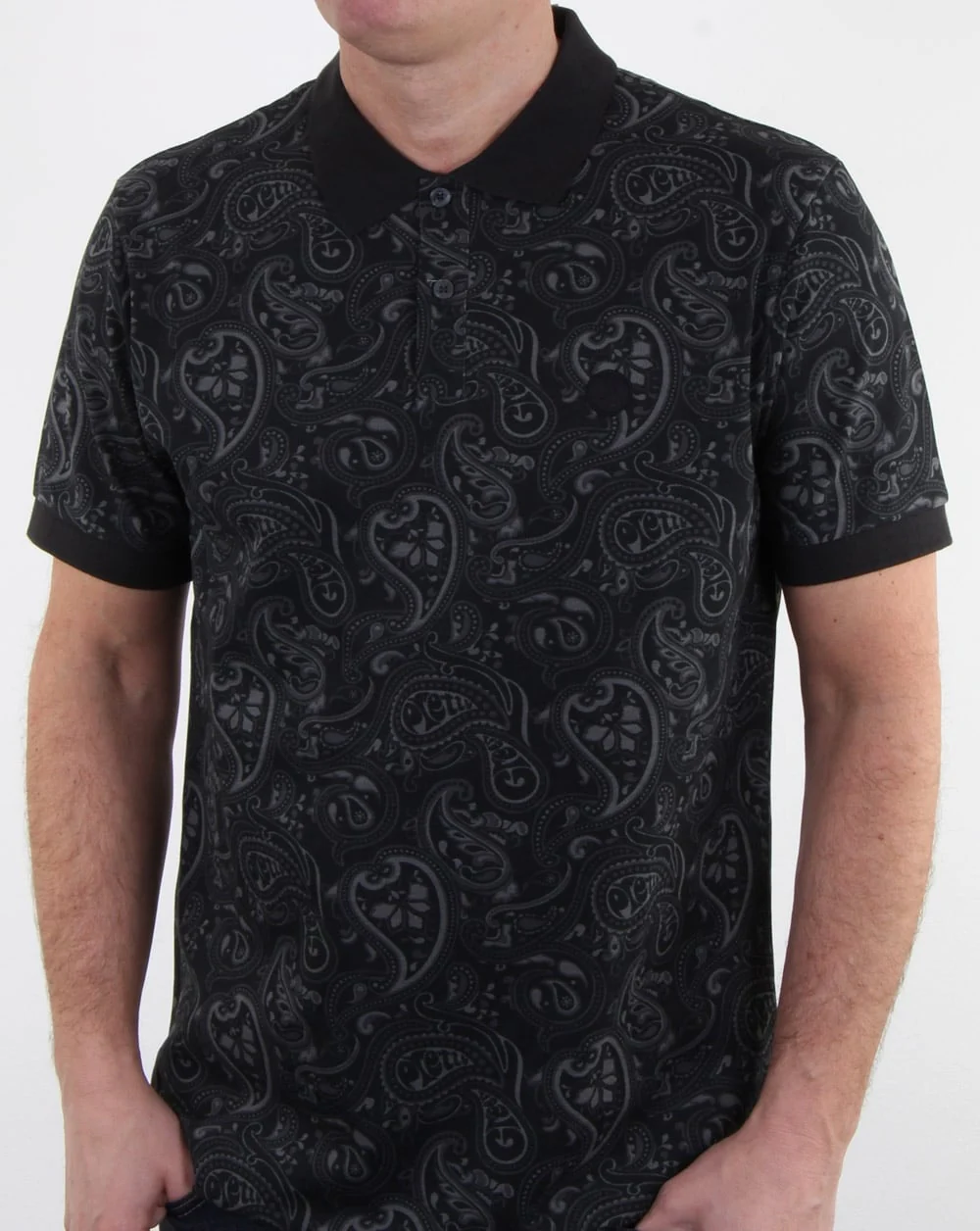 Pretty Green Ranson Paisley Polo Shirt Black Paisley