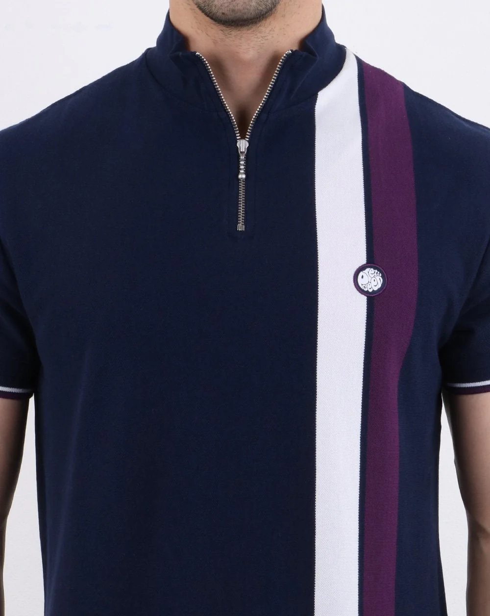 Pretty Green Retro Qtr Zip Top Navy - Image 2