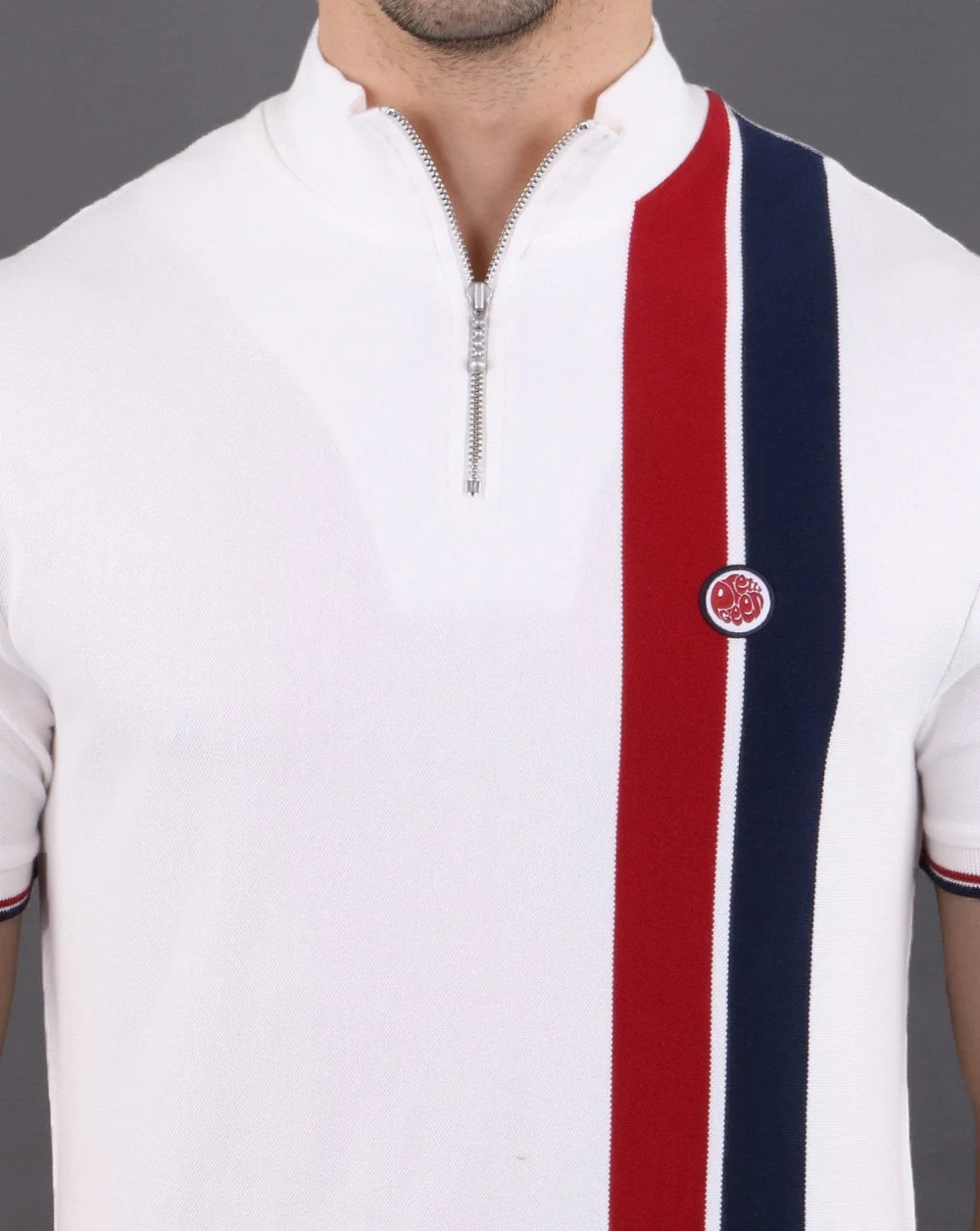 Pretty Green Retro Qtr Zip Top White - Image 2